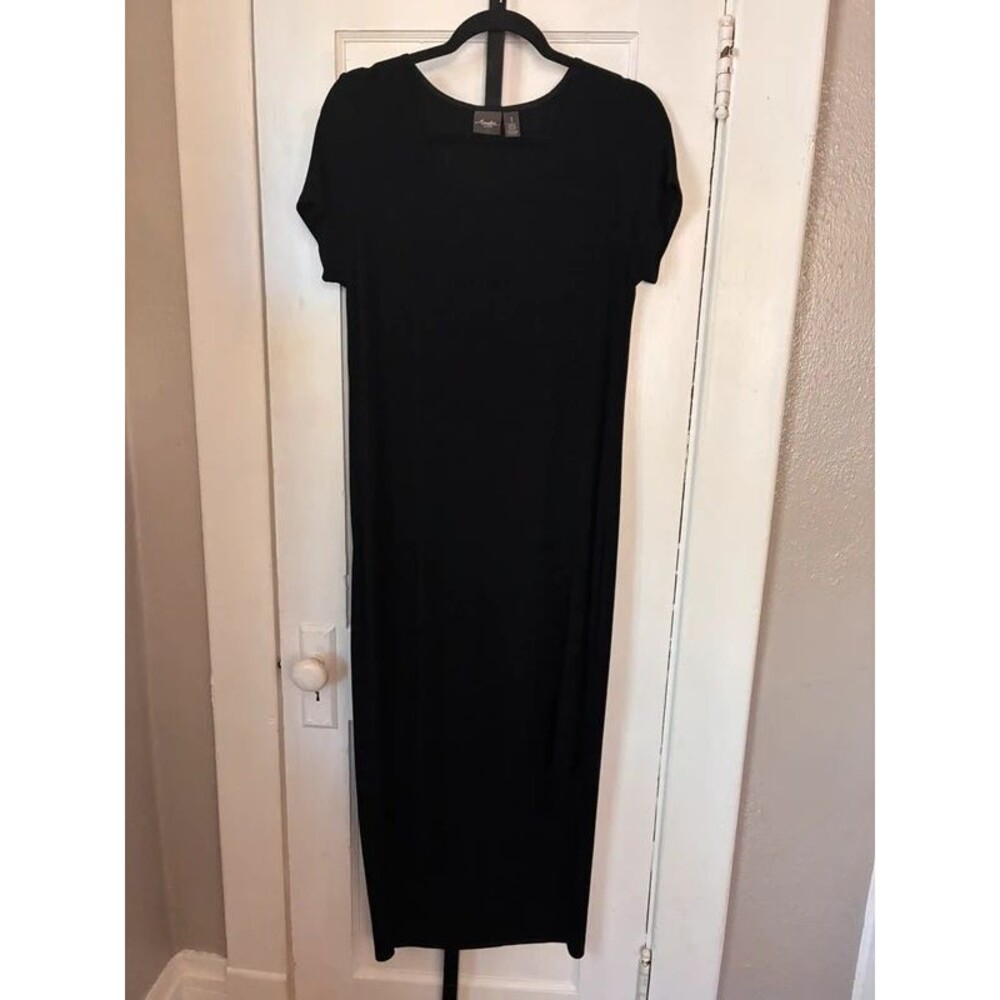 Chico's Travelers Black Sleeveless Asymmetric Maxi Dress Size 1 / Medium